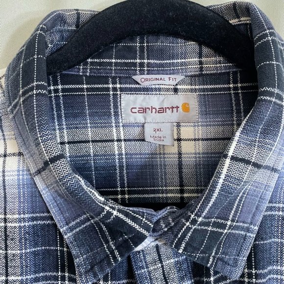 Carhartt Thick Cotton Material Plaid Work Shirt - Picture 3 of 7